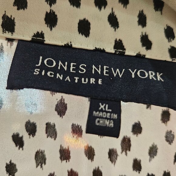 Jones New York Signature Sleeveless Polka Dot Button-Down Blouse XL Womens - Picture 3 of 5